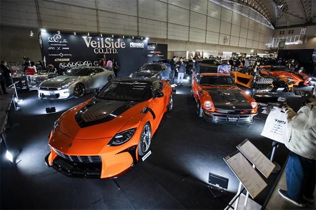 VeilSide cars on a show stand